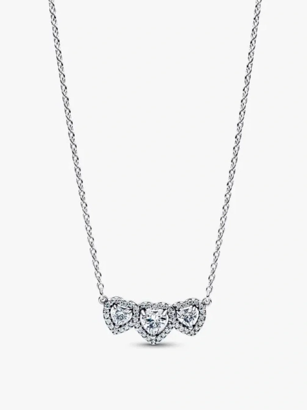 Pandora Silver Triple Heart Pendant Necklace - Silver - Picture 1 of 3